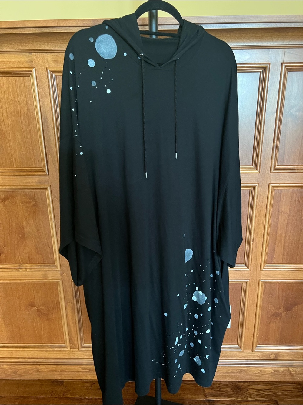 Yohji Yamamoto Jersey Jumbo Shirt with Hood Splash Pattern Black Size 3 (M/L) - Picture 6 of 16